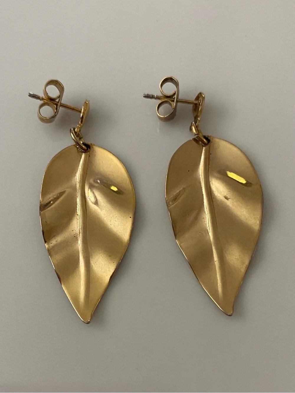 Gold Leaf Drop Earrings - Women's Jewelry